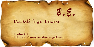 Balkányi Endre névjegykártya