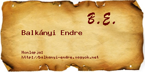 Balkányi Endre névjegykártya